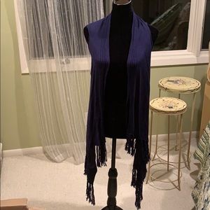 Cache brand fringe long vest cardigan